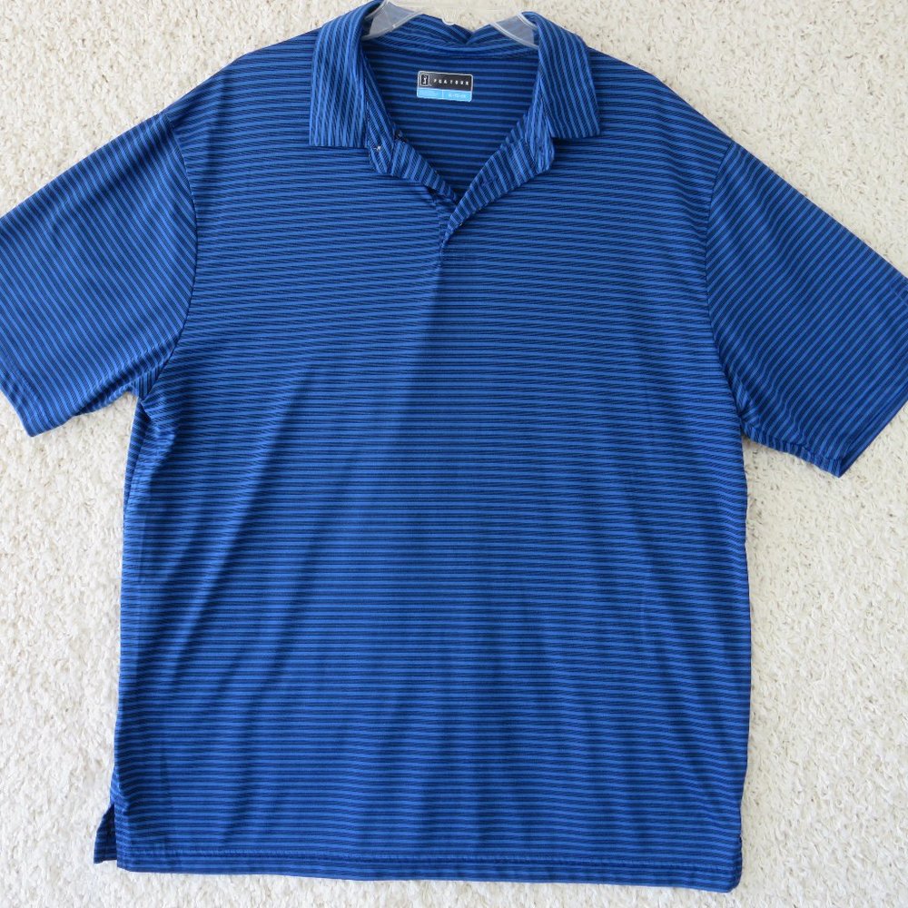 PGA TOUR* Men's Short Sleeve‎ Straight Hem Stripe Pullover Golf Polo Shirt~ XL